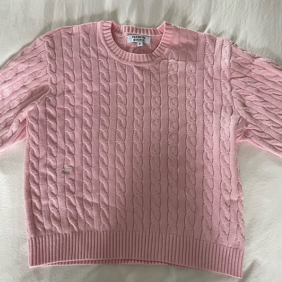 Frankie's Bikinis Light Pink Crew Neck Sweater Cable Knit NWOT - Picture 7 of 9